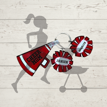 Load image into Gallery viewer, Football Helmet/Cheer Cone Keychains with Charms